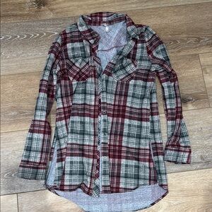 Plaid Button-Up Tunic